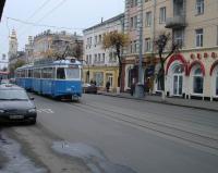 Вагон № 229 в сцепке 229+230 на улице Соборной. Ноябрь 2007 года